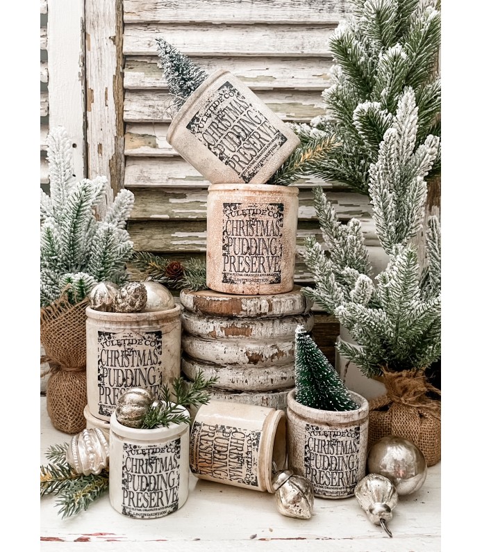 Antique Ironstone Crock w/Christmas Pudding Preserve transfer - Mother Thyme Collection - LTD